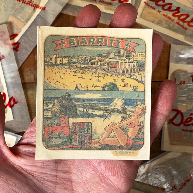 décalcomanie ancien 1950 1960 ville blason touristique tourisme biarritz pays basque