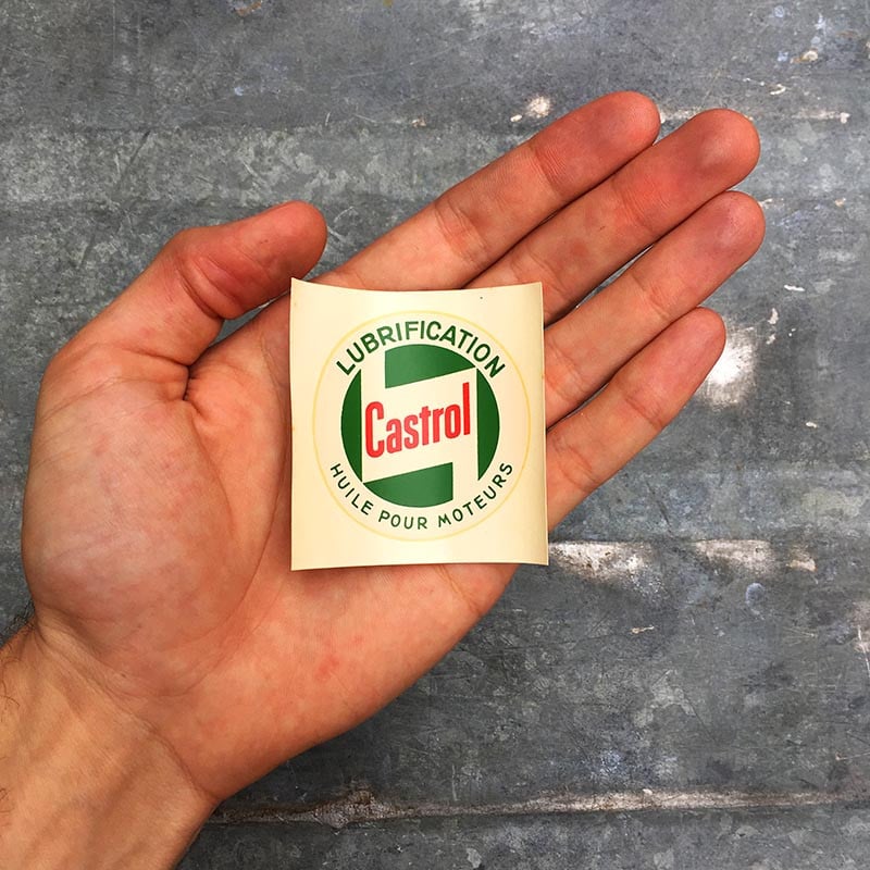 décalcomanie garage 1950 1960 voiture vélo moto cycles ancien vintage huile castrol lubrification