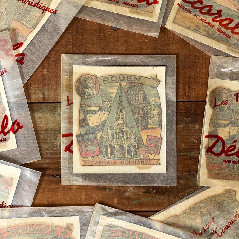 décalcomanie ancien 1950 1960 ville blason touristique tourisme rouen