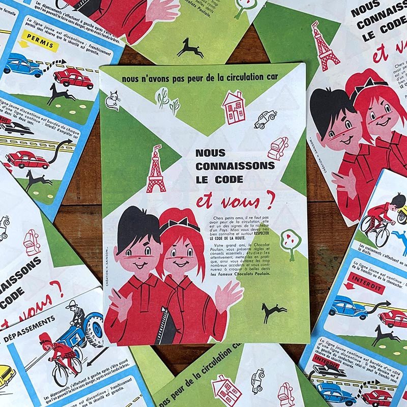 dépliant livret publicitaire chocolat poulain 1960 code de la route conduite voiture