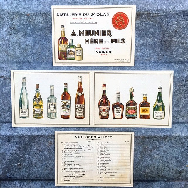 dépliant publicité papier ancienne distillerie 1920 meunier gd olan voiron vintage