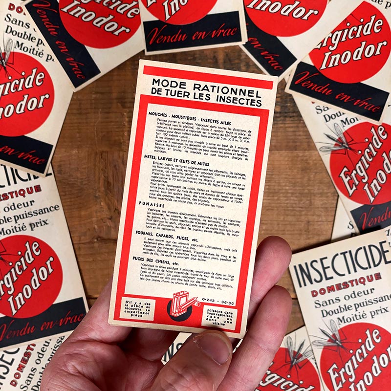 petit feuillet dépliant publicitaire insecticide ergicide inodor 1940 1950 insectes