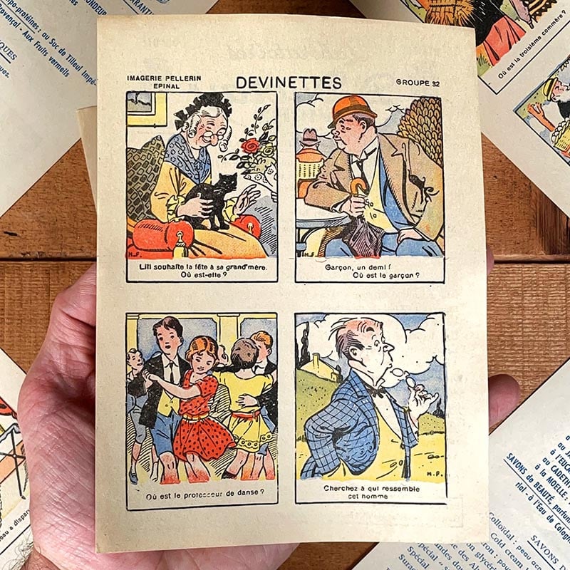 feuille devinettes ancienne laboratoires 1940 1950 docteur ducray dr cuisine image d'epinal illustration illustré