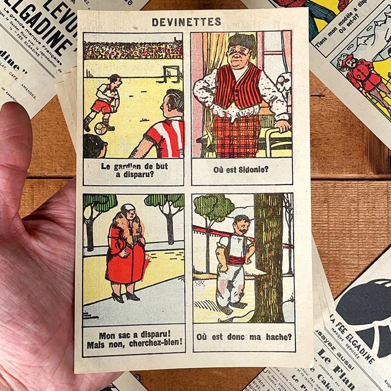 feuille devinettes ancienne levure elgadine 1940 1950 la fée cuisine image d'epinal illustration illustré