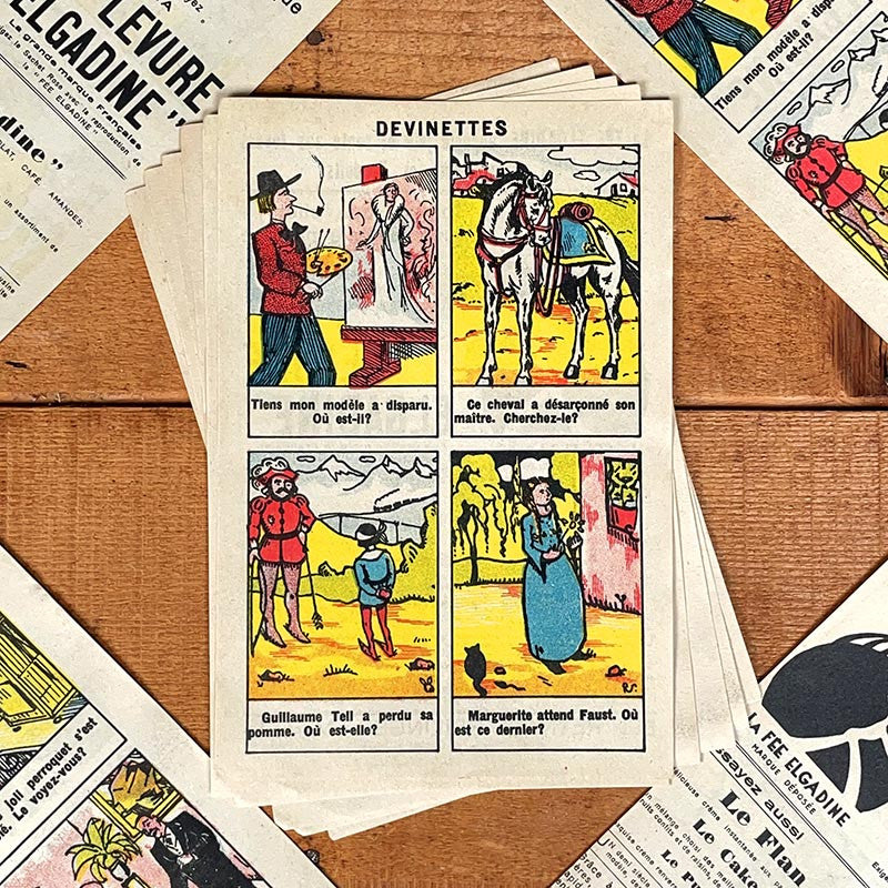 feuille devinettes ancienne levure elgadine 1940 1950 la fée cuisine image d'epinal illustration illustré