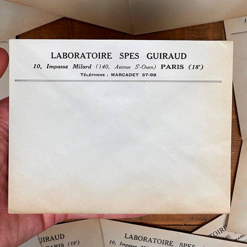 enveloppe à entête ancienne d'un ancien laboratoire spes guiraud paris 18eme 1930
