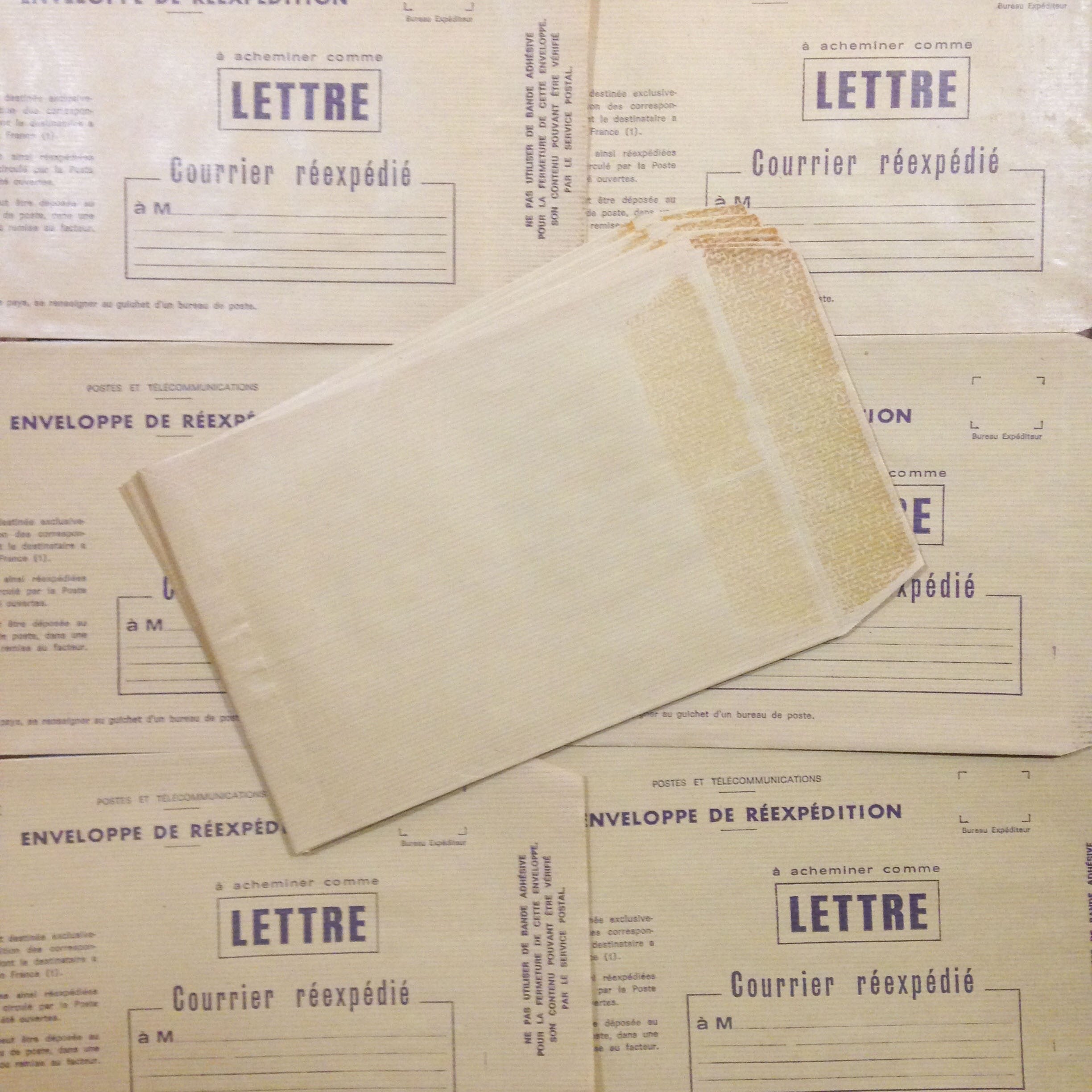 la poste enveloppe lettre ancien vintage papier kraft courrier  imprimerie 1970