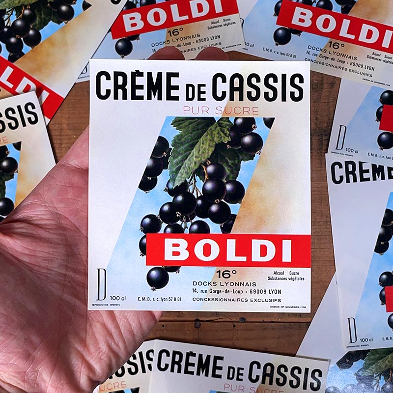 étiquette crème de cassis alcool apéritif boldi ancien ancienne 1980 lyon vintage