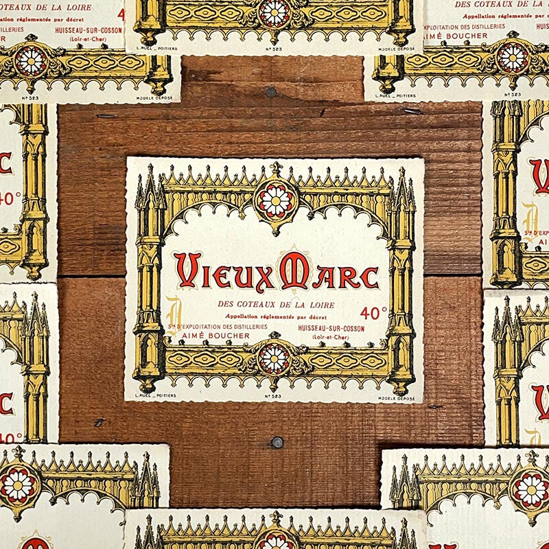 étiquette alcool vieux marc des coteaux de la loire 1950 1960