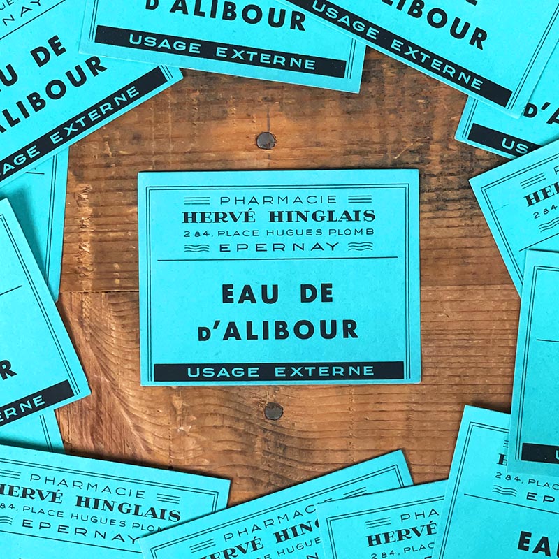petite étiquette ancienne pharmacie hinglais  epernay marne 1900 1920 eau de d'alibour épernay