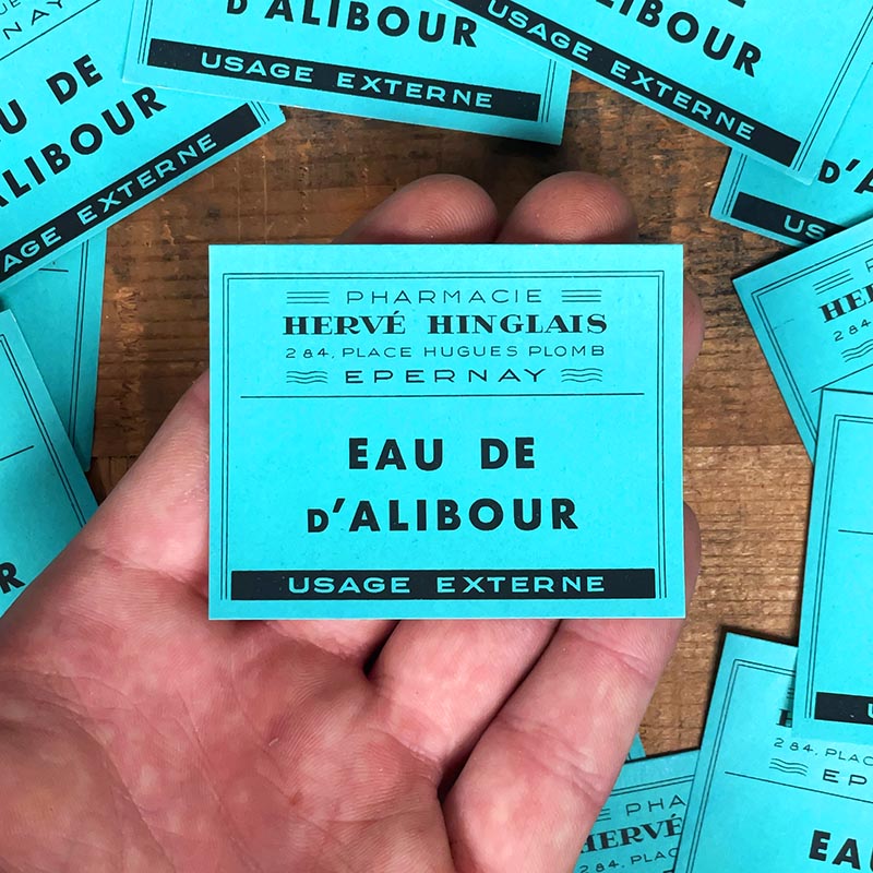 petite étiquette ancienne pharmacie hinglais  epernay marne 1900 1920 eau de d'alibour épernay