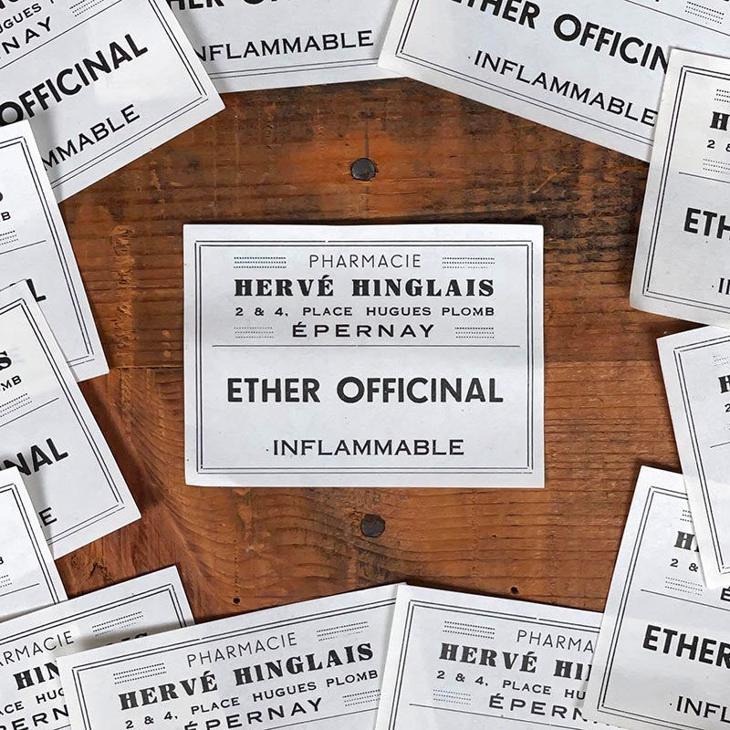 petite étiquette ancienne pharmacie hinglais  epernay marne 1900 1920 éther officinal épernay
