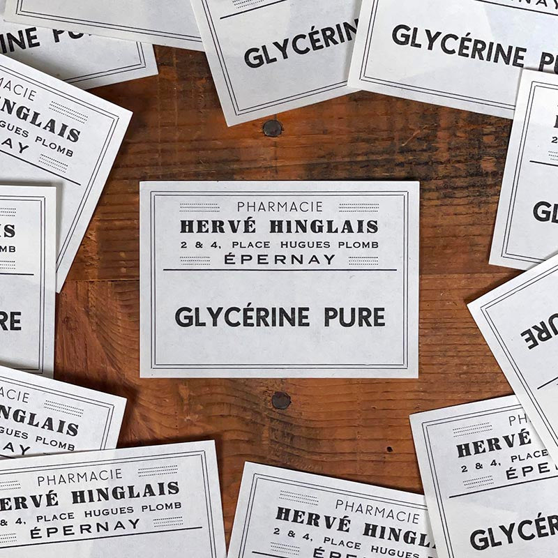 petite étiquette ancienne pharmacie hinglais  epernay marne 1900 1920 glycérine pure épernay