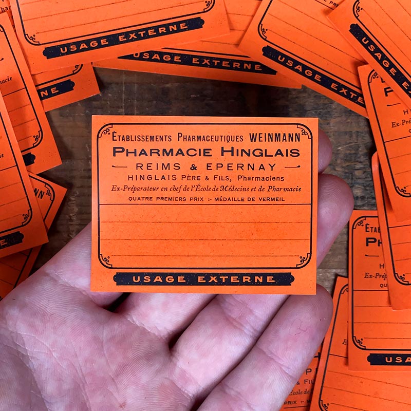 petite étiquette ancienne pharmacie hinglais reims epernay marne 1930 1920