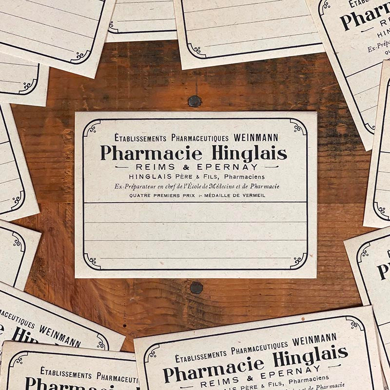 petite étiquette ancienne pharmacie hinglais reims epernay marne 1930 1920