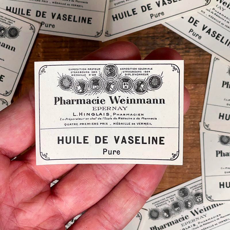 étiquette ancienne pharmacie hinglais reims epernay marne 1930 1920 huile de vaseline pure