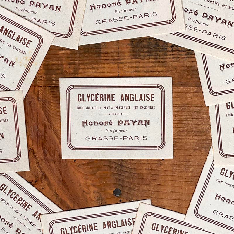 étiquette de parfum ancienne honoré payan glycérine pure grasse paris 1930