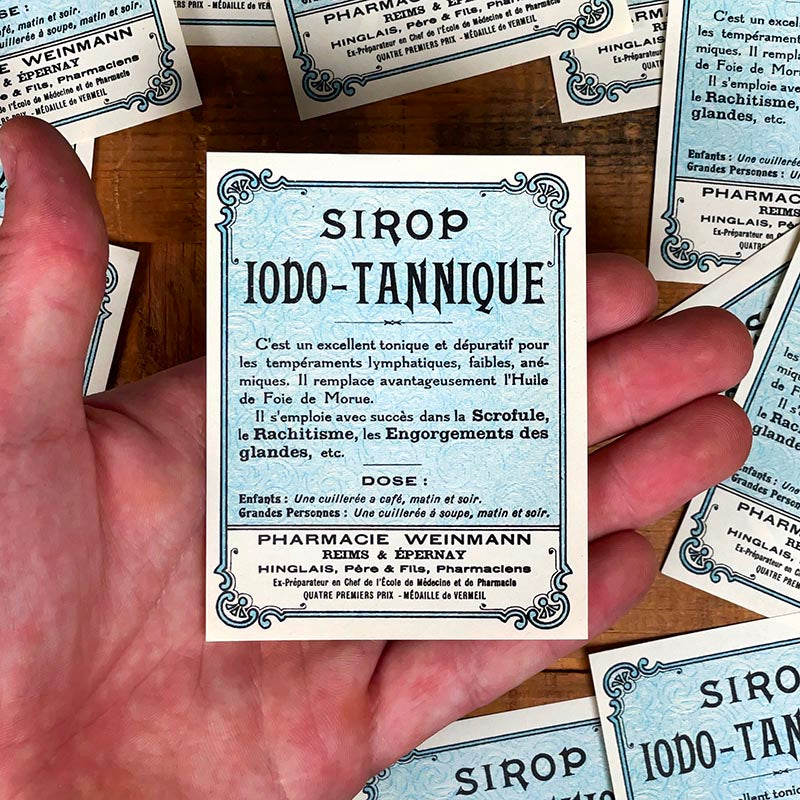 étiquette ancienne pharmacie hinglais reims epernay marne 1930 1920 sirop iodo-tannique rachitisme