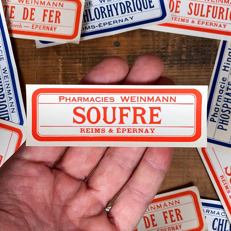 étiquette ancienne pharmacie weinmann reims epernay marne 1900 1920 soufre