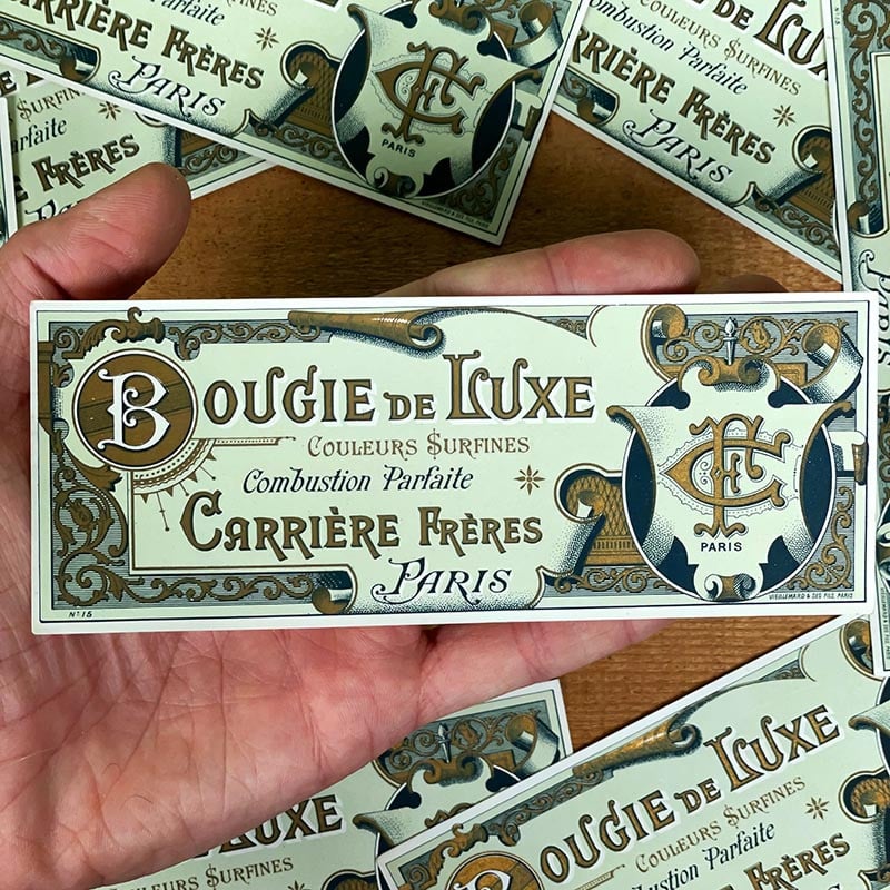 étiquette ancienne bougie de luxe carrière frères papier vintage 1900 boite paquet 1890 paris illustration