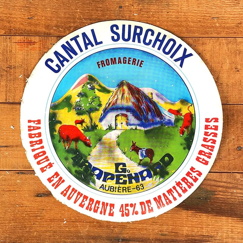 étiquette fromage ancien vintage papier fromagerie 1960 cantal surchoix auvergne grande