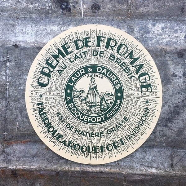 étiquette de fromage ancienne crème de fromage lait de brebis mireille 1950 1960 ronde