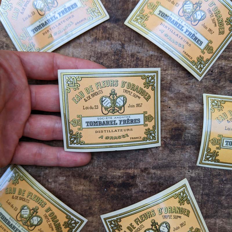 étiquette parfum ancien vintage papier tombarel frères grasse collection imprimerie parfumerie 1930