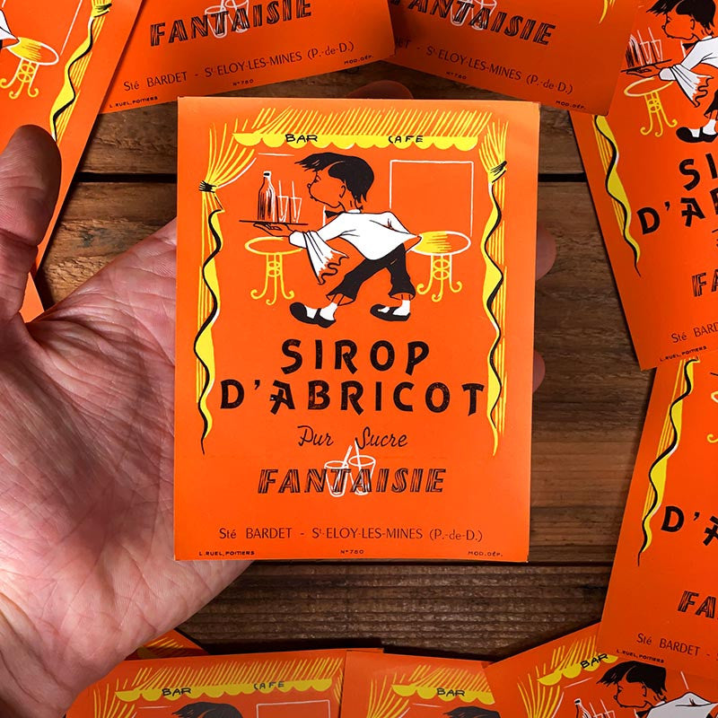 Étiquette de Sirop d'Abricot 1960