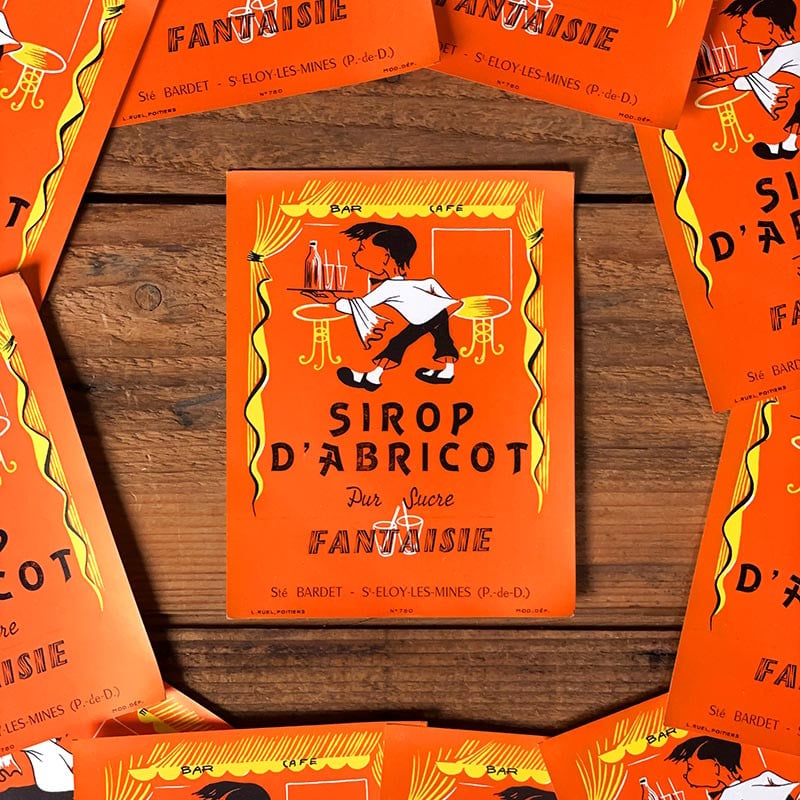 Étiquette de Sirop d'Abricot 1960