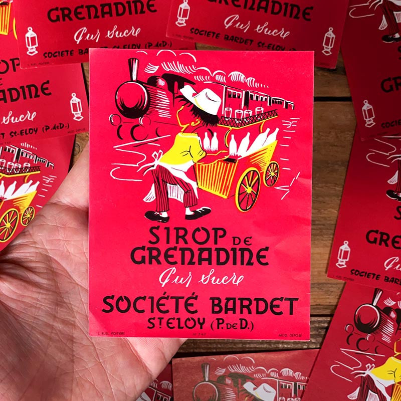 Étiquette de Sirop de Grenadine 1960