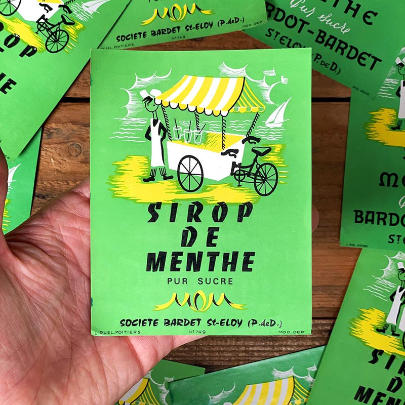 Étiquette de Sirop de Menthe 1960