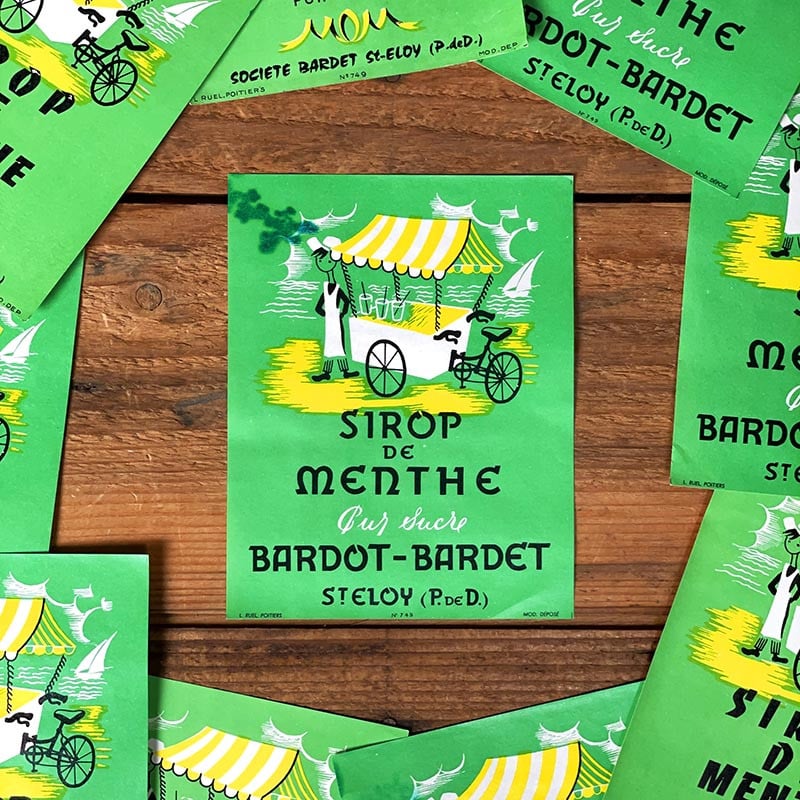 Étiquette de Sirop de Menthe 1960