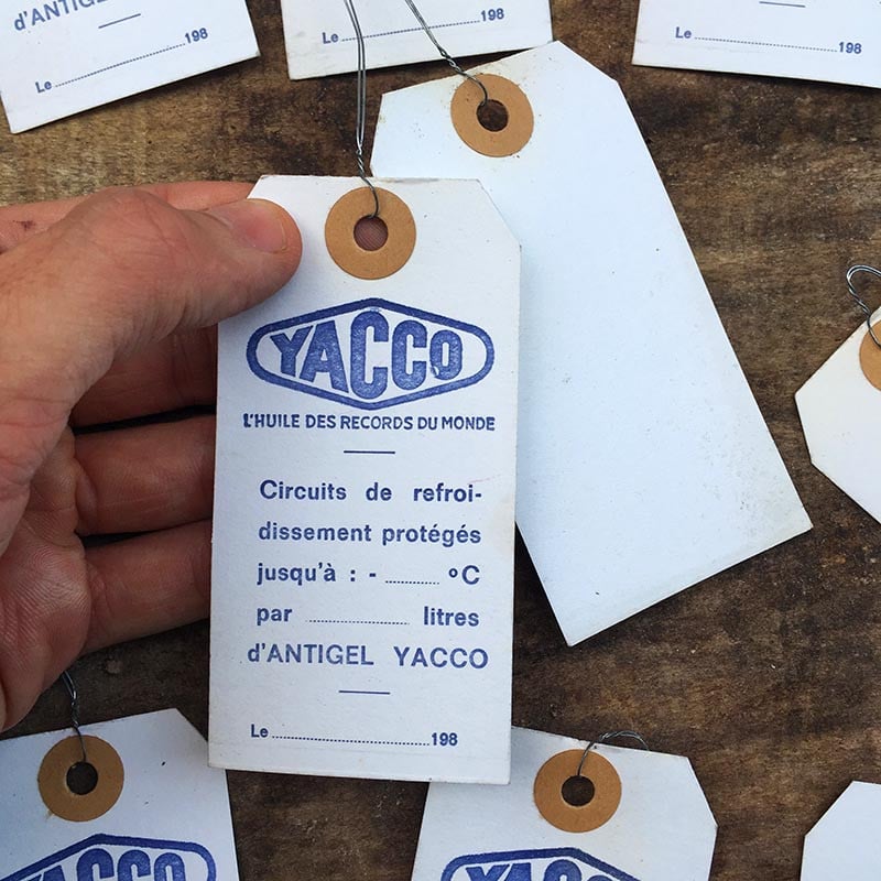 etiquette de graissage station yacco huile multigrade garage voiture ancienne 1980 ancien vintage