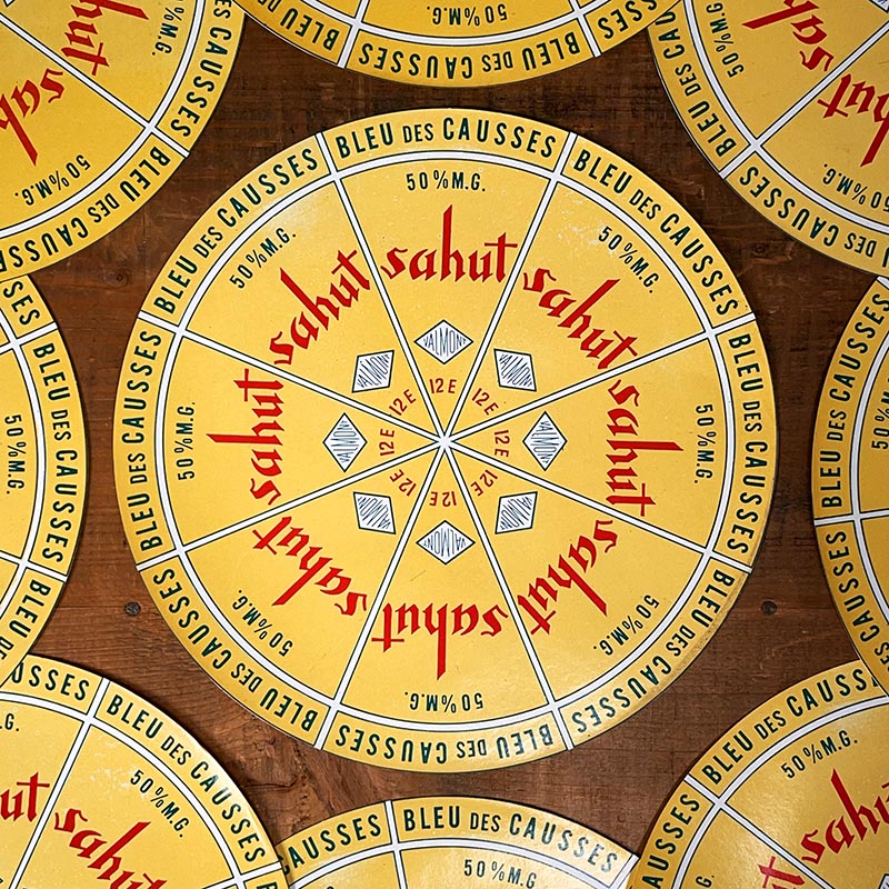 étiquette fromage ancien vintage fromagerie 1950 1960 bleu des causses ronde sahut valmont