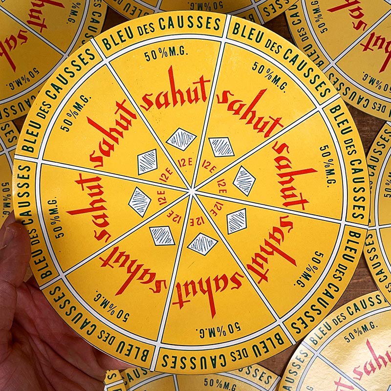 étiquette fromage ancien vintage fromagerie 1950 1960 bleu des causses ronde sahut valmont
