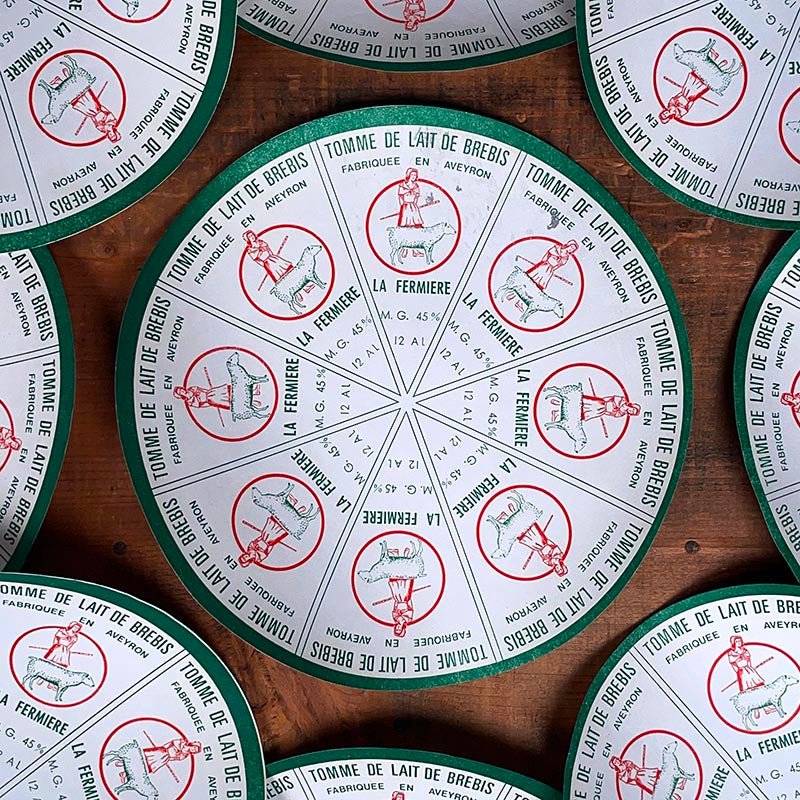 étiquette fromage ancien vintage fromagerie 1950 1960 tomme de lait de brebis la fermière aveyron