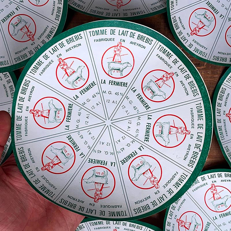 étiquette fromage ancien vintage fromagerie 1950 1960 tomme de lait de brebis la fermière aveyron