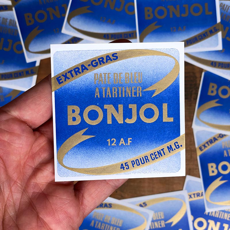 étiquette fromage ancien vintage fromagerie 1950 1960 pâte de bleu à tartiner bonjol