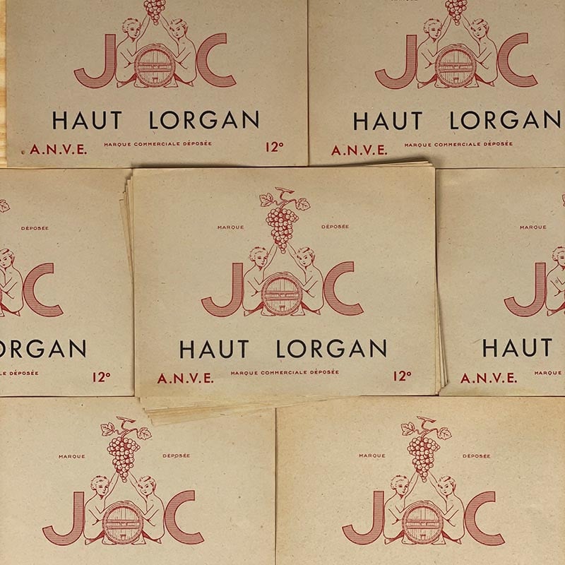étiquette de vin ancienne joc lorgan anve vignoble 1900 1910 1920 vintage