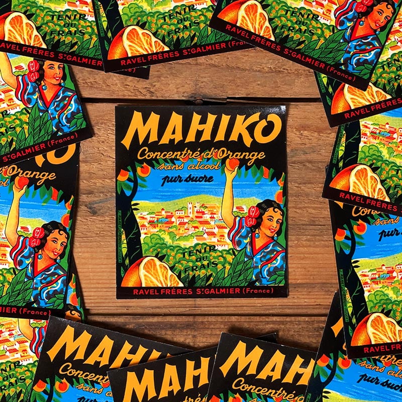 étiquette 1960 1970 fantaisie orange jus concentré mahiko ravel st galmier