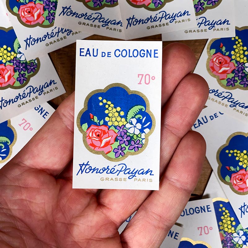 étiquette de parfum ancienne honoré payan eau de cologne grasse paris 1930