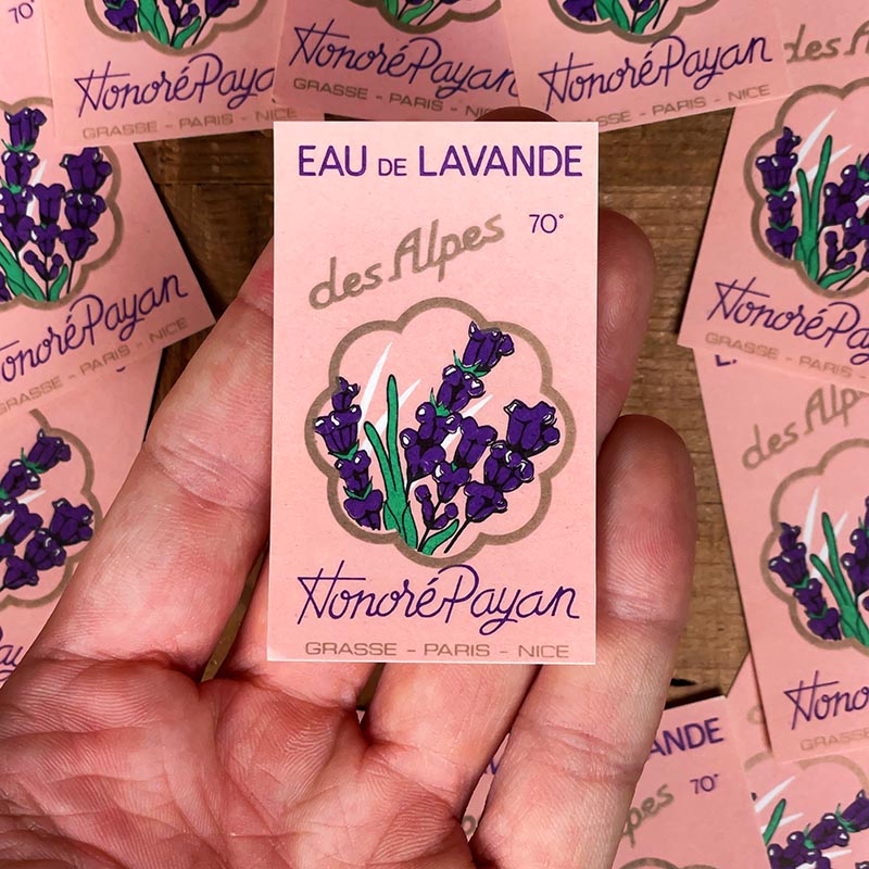 étiquette de parfum ancienne honoré payan eau de lavande des alpes 70° grasse paris 1930