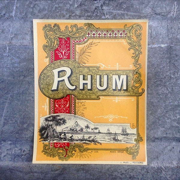étiquette ancien ancienne alcool bouteille rhum doré or