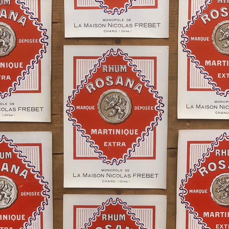 étiquette alcool rhum rosana martinique 1910 1920 1930 ancien vintage alcool distillerie imprimerie collection nicolas frebet