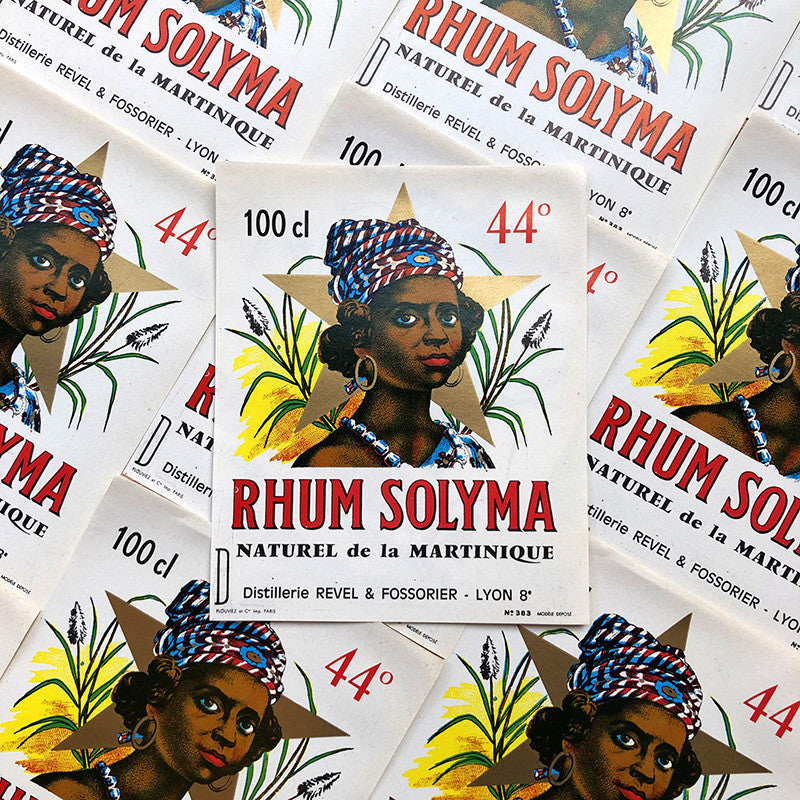 étiquette rhum solyma ancien vintage alcool 100cl distillerie imprimerie collection 1950