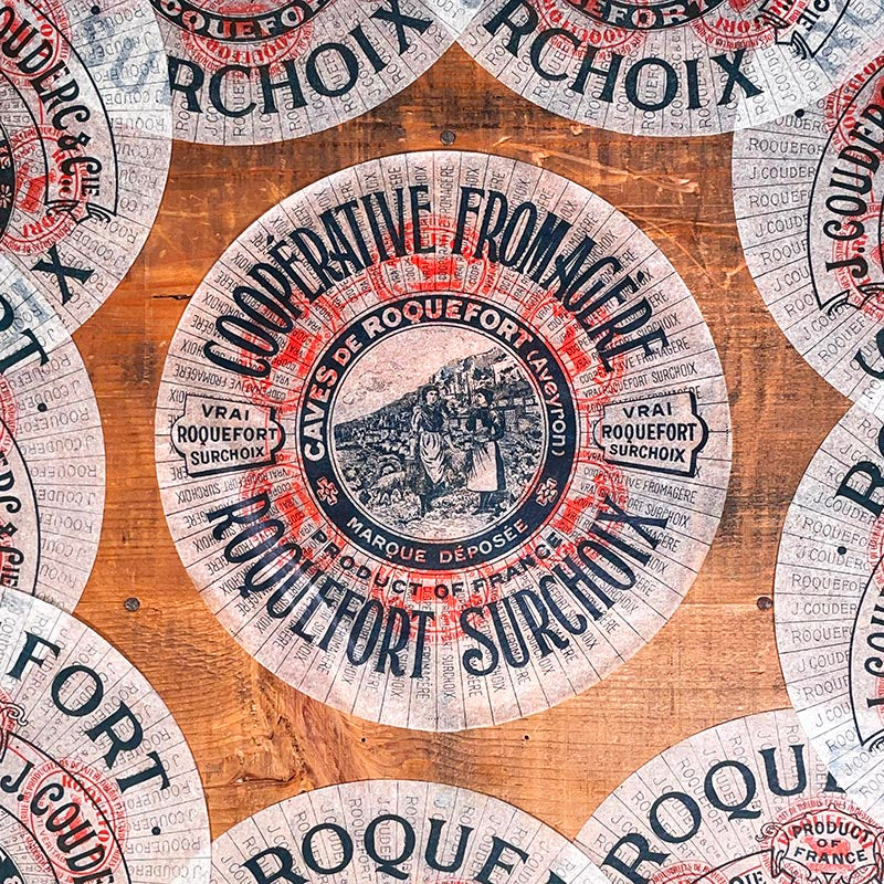 étiquette fromage roquefort surchoix ancienne vintage fromagerie 1920 1930 calque transparent papier très fin coopérative fromagère aveyron
