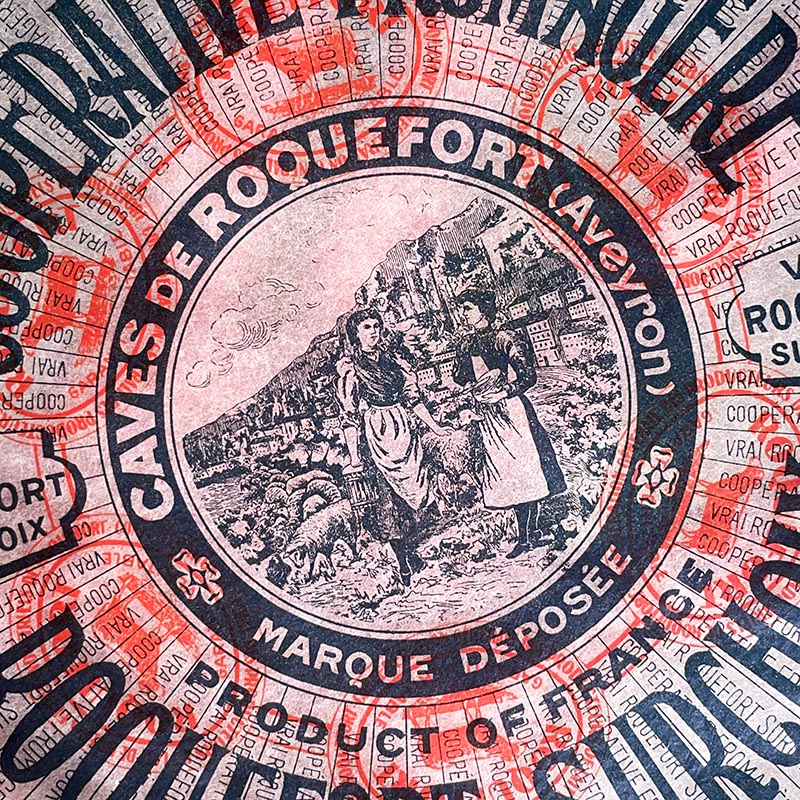 étiquette fromage roquefort surchoix ancienne vintage fromagerie 1920 1930 calque transparent papier très fin coopérative fromagère aveyron