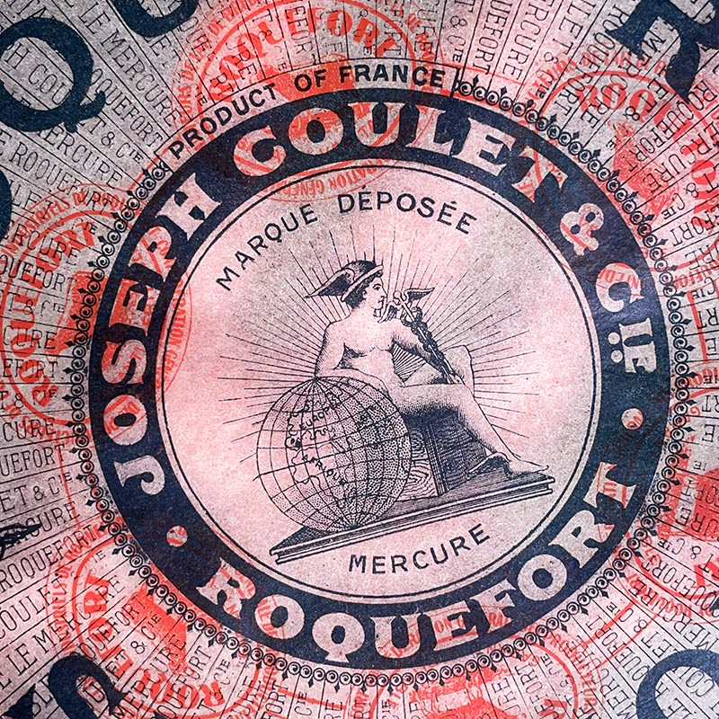 étiquette fromage roquefort surchoix ancien vintage fromagerie 1920 1930 calque transparent papier très fin joseph coulet mercure