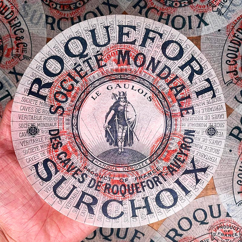 étiquette fromage roquefort surchoix ancienne vintage fromagerie 1920 1930 calque transparent papier très fin le gaulois