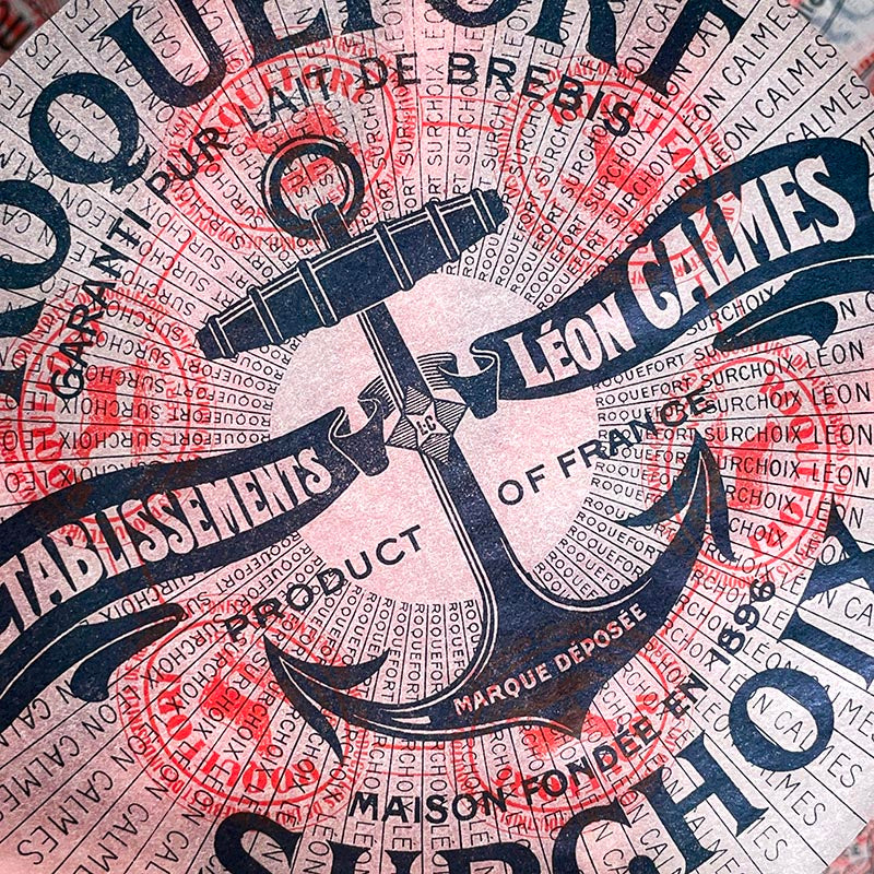 étiquette fromage roquefort surchoix ancienne vintage fromagerie 1920 1930 calque transparent papier très fin l'ancre marine léon calmes